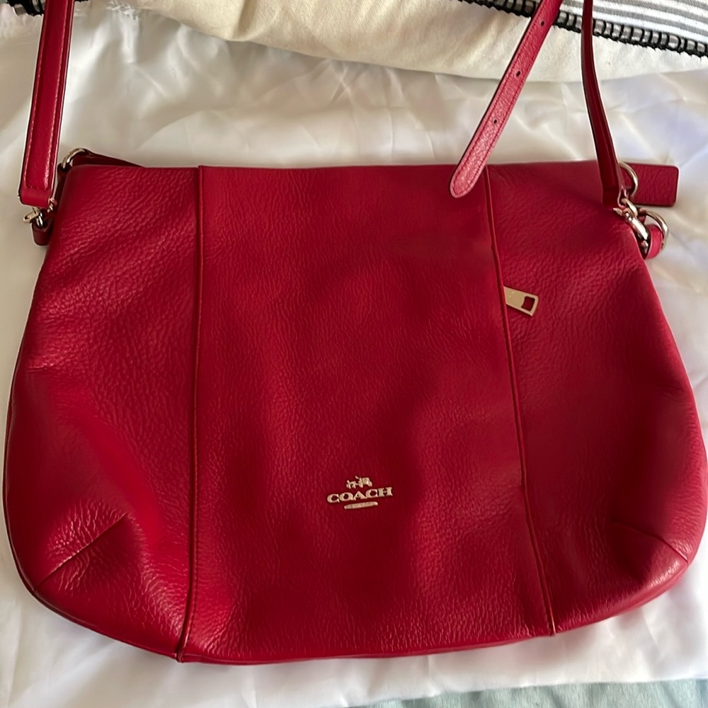Coach red leather handbag